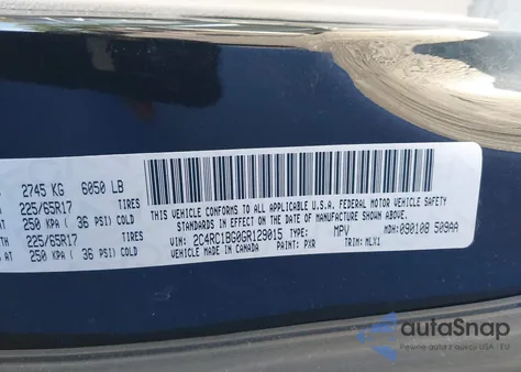 2016 Chrysler Town & Country Touring z USA, uszkodzony, nr VIN 2C4RC1BG0GR129015